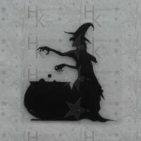 Bügelbild - Hexe mit Hexenkessel (Halloween) - viele mögliche Farben Bild 1