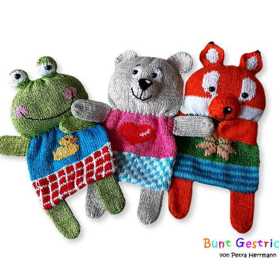Strickanleitung Sparpaket Schmusetücher - Bär - Fuchs - Frosch