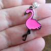 Pink Flamingo stehend emailliert Halskette versilbert Bild 2