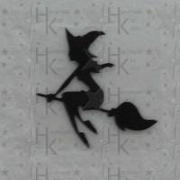 Bügelbild - Hexe fliegt auf einem Besen (Halloween) - viele mögliche Farben Bild 1