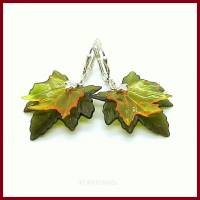 Herbst Ohrringe "Maple Leaf" Ahornblatt, Blätter, herbstlich, braun oliv orange,  gold, bronze, silber Bild 1