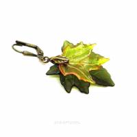 Herbst Ohrringe "Maple Leaf" Ahornblatt, Blätter, herbstlich, braun oliv orange,  gold, bronze, silber Bild 3