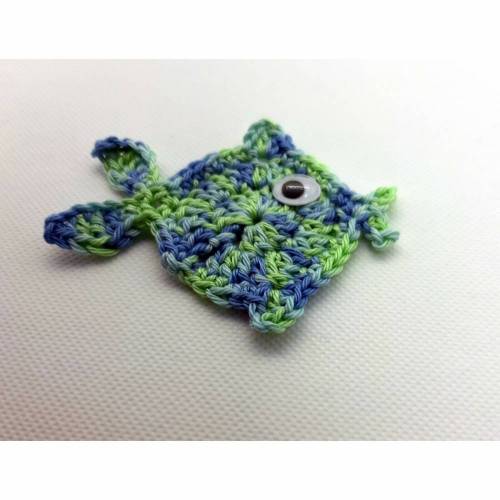 Häkelapplikation Fisch  gehäkelt  100 % Baumwolle 