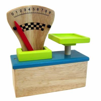 Zeigerwaage türkis-grün, Kaufladenzubehör aus Holz, Miniature Food