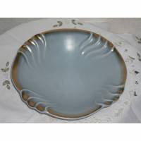 Keramikschale Teller vintage Goldrand blau 50er Konfekt Schale Durchmesser 23 cm Bild 1