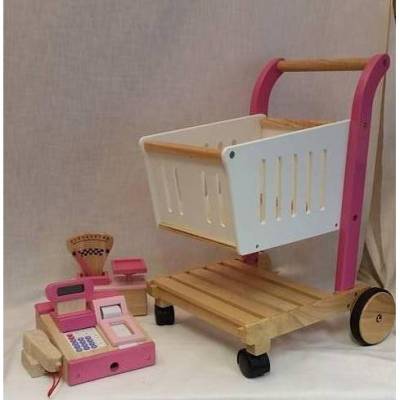 Set Einkaufswagen mit Waage und Scannerkasse Pink