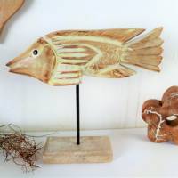 Floristikbedarf, Wohndeko, Fisch auf Ständer aus Holz, maritim Bild 1