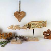 Floristikbedarf, Wohndeko, Fisch auf Ständer aus Holz, maritim Bild 5
