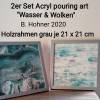Acryl pouring art 2er Set im Holzrahmen blau Bild 2