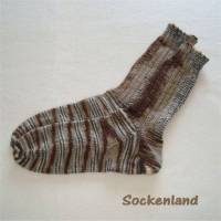 handgestrickte Socken, Strümpfe Gr. 42 / 43, in braun, grau und natur, Herrensocken, Einzelpaar Bild 1