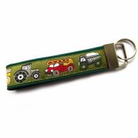 Schlüsselanhänger Schlüsselband Anhänger "Baustellen-Fahrzeuge" in grün rot Geschenk zum Schulanfang Bild 1
