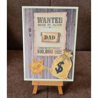 Vatertagskarte " Wanted " Geldsack , Sheriffstern Bild 1