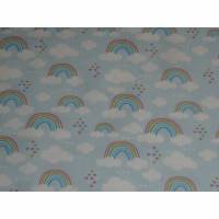 11,30 EUR/m Stoff Baumwolle Wolken / Wölkchen und Regenbogen auf hellblau Bild 1
