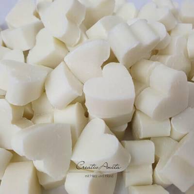 50 St. Schafmilchseifen-Herzen SCHNEEROSE Seifenherzen Herzseifen gemischt - WEIß - Gastgeschenke