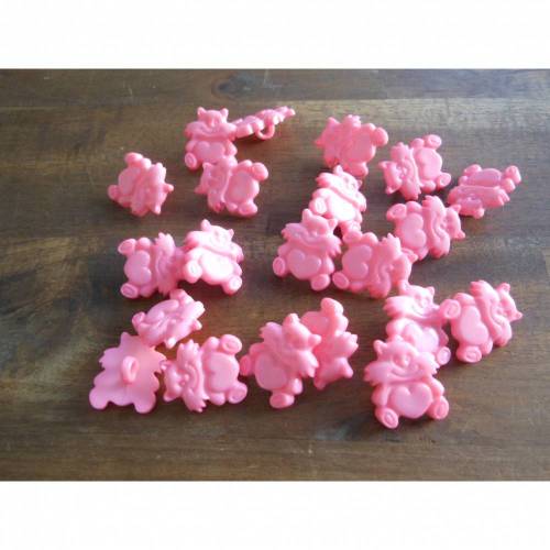 Witzige dicke rosa  Katze mit  Ösenknopf  Knopf Kunststoff 