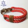 Hundehalsband verstellbar rot weiß, Boot Charming mit Leder und Schnalle Bild 2