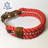 Hundehalsband verstellbar rot weiß, Boot Charming mit Leder und Schnalle Bild 5