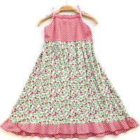 Kleid mit Erdbeeren, 122 / 128, rot weiß grün, Upcycling, Einschulungskleid, Sommerkleid Bild 1