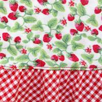 Kleid mit Erdbeeren, 122 / 128, rot weiß grün, Upcycling, Einschulungskleid, Sommerkleid Bild 5