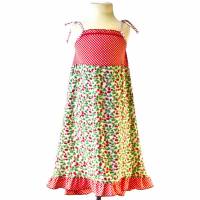 Kleid mit Erdbeeren, 122 / 128, rot weiß grün, Upcycling, Einschulungskleid, Sommerkleid Bild 6