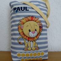 Kindertasche aus Canvas / Wechselwäsche / " Kleiner Löwe ganz groß im Kindergarten" / personalisierbar Bild 1