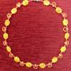 Perlenkette mit gelben Blumen und Olivenholzperlen Bild 4