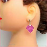 Ohrringe "Maple Leaf", Ahornblatt, violett frosted, versilbert Bild 2