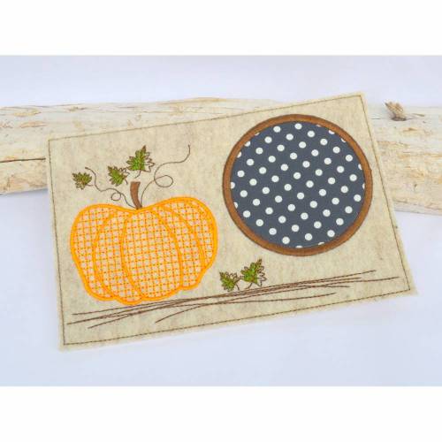 Stickdatei Mug Rug Untersetzer Kürbis 13x18cm und 13x20cm
