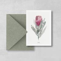 Postkarte Protea Blume, botanische Postkarte Bild 1