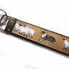 Schlüsselanhänger Schlüsselband "Australian Shepherds und Schafe" in braun und beige aus Baumwollstoff und Ripsband Bild 4