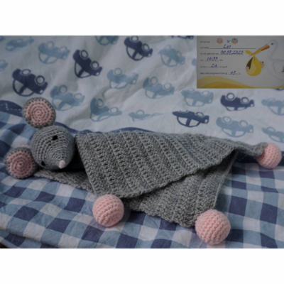 Amigurumi Häkelanleitung Schnuffeltuch Maus Leo 