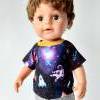 Astronaut im Weltall, Planeten und Sterne, T-Shirt für Puppen 40-43 cm Bild 1