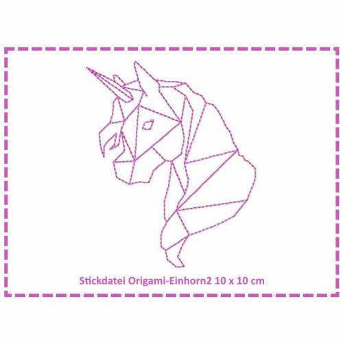 Stickdatei Origami Einhorn2 10x10