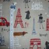 12,10 EUR/m Stoff Canvas Dekostoff Paris, Eifelturm, Triumphbogen bunt auf natur / hellbeige / Leienoptik Bild 7