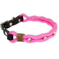 Hundehalsband verstellbar pink Strass mit Leder und Schnalle Bild 1