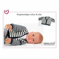 Strickanleitung für den coolen Ringelcardigan "Julius&Julia", für Babys und Kleinkinder von 0-2 Jahre in 3 Größ Bild 1