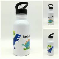 Trinkflasche mit Namen "Dino"/ Kindergarten/ Schule/ Sport/ 500ml mit Strohhalm Bild 1