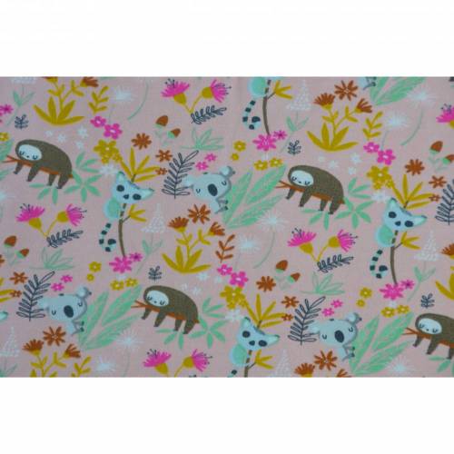 kuschliger Sweat-Stoff mit Faultier Koala Katta 50 cm x 150 cm