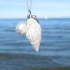 Hübsche Muschel Schnecke mit Süßwasser Perle an einer Sterlingsilber Kette, maritime Halskette als Geschenkidee für Meersüchtige Bild 2