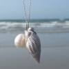 Hübsche Muschel Schnecke mit Süßwasser Perle an einer Sterlingsilber Kette, maritime Halskette als Geschenkidee für Meersüchtige Bild 8