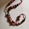 Halskette in Holz-Optik,  rötliche Farbzusammenstellung, Vintage-Stil, Hippi,  (HK13) Bild 2