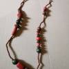 Halskette in Holz-Optik,  rötliche Farbzusammenstellung, Vintage-Stil, Hippi,  (HK13) Bild 3