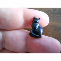 Schwarze Katze Ösenknopf  Knopf Kunststoff Bild 1