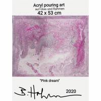 Acryl pouring art "pink dream" auf Glas, gerahmt Bild 1
