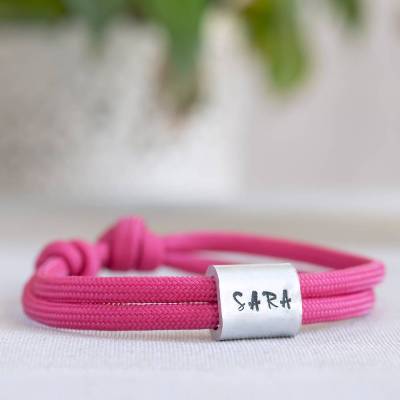 Armband personalisiert mit Gravur handgestempelt zur Taufe, Kommunion, Geburtstag, Schulanfang, Konfirmation, ichthys, Kreuz