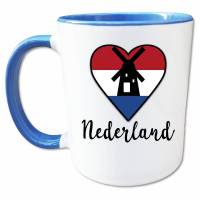 Holland Tasse, Holland Geschenk, Niederlande Fan Geschenkidee, Herz, Windmühle, Holland Flagge, Nederland Kaffeebecher Bild 1