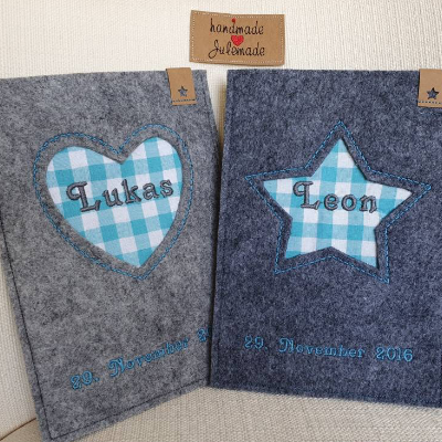 ITH Stickdatei edle U-Heft Einsteckhülle mit Ausschnitt-Applikation, 2 Varianten, ab 16x26 cm Rahmen