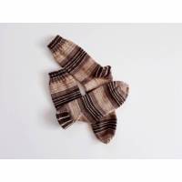 Dicke Socken, handgestrickt, Winter warm, Wollsocken Gr. 37/38, braun- beige Streifen Bild 2