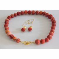 Wunderschöne Orange-Rote Schaumkorallen Kette,Handgefertigte ausgefallene Schaumkorallen Kette,Einzelstück,Geschenk für Sie Bild 1