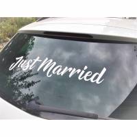 Aufkleber "Just Married" für Ihre perfekte Hochzeit ! Heckscheibenaufkleber in div. Farben und Größen für das perfekte Hochzeitsauto ! Bild 1